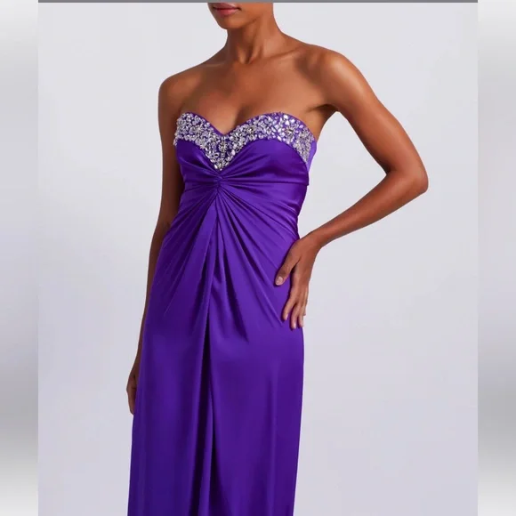 PatBO Strapless Purple Evening Gown with Beaded Sweetheart Neckline - Picture 10 of 13